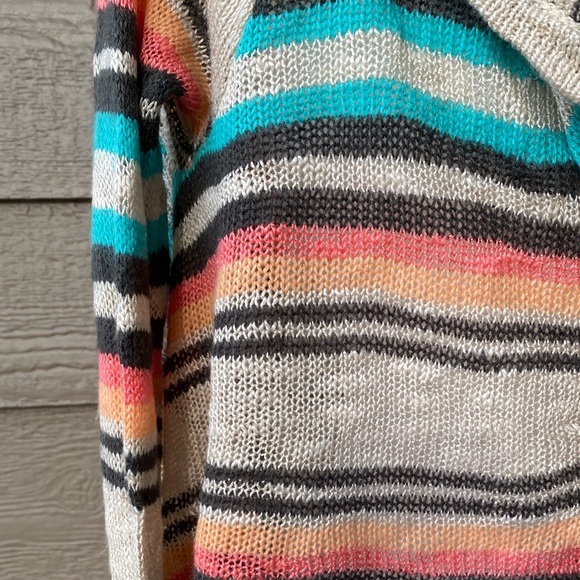 Striped Boho Hooded Cardigan Sweater Fringe - Picture 5 of 5